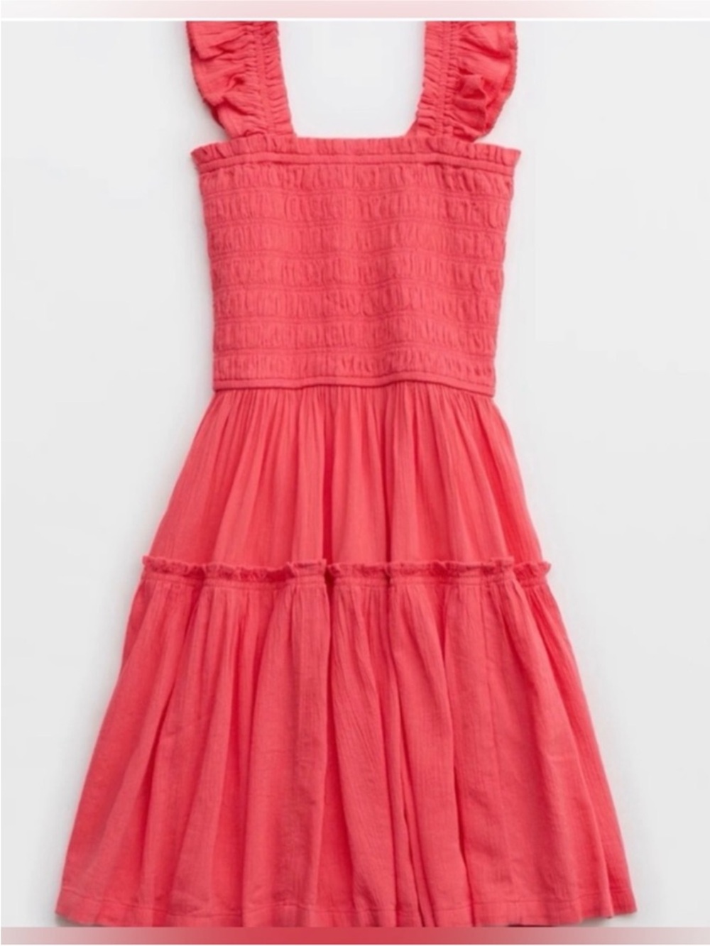 aerie Coral Pink Flirty Shoulder Summer Mini Dress Sz. M - Picture 2 of 10